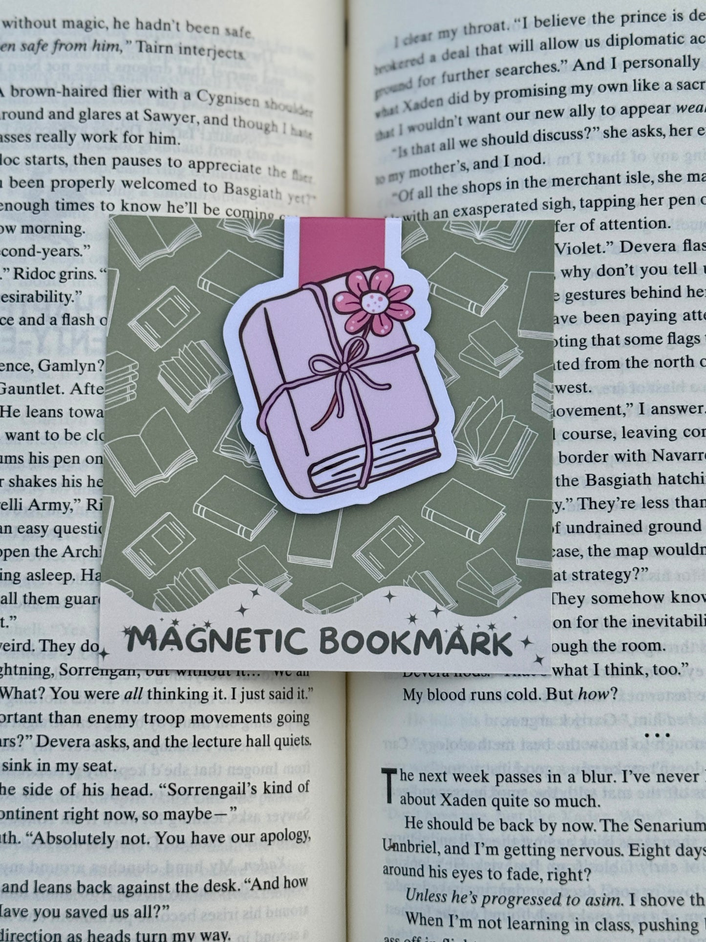 Pink Book with Flower Magnetic Bookmark