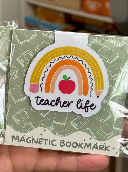 Teacher Life Rainbow Magnetic Bookmark