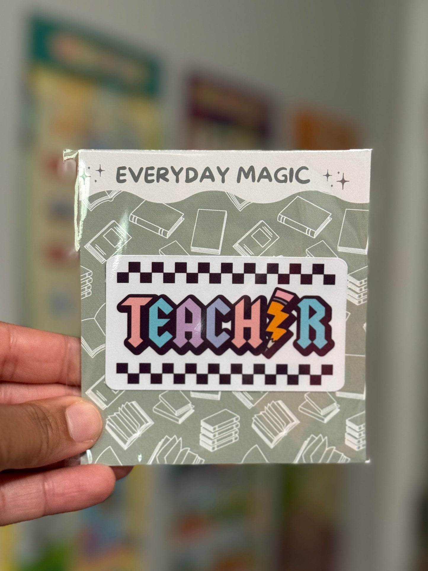 Checkered Teacher Sticker